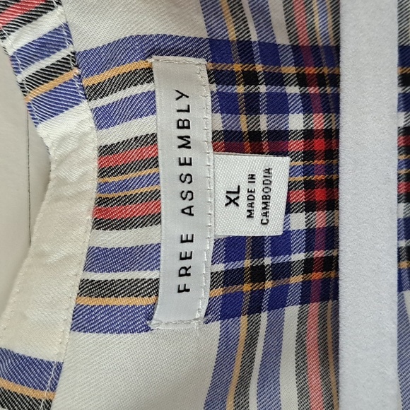 Free Assembly Plaid Ruffled Waist Dined Flowy Pockets Cotton Short Dress - Picture 3 of 10